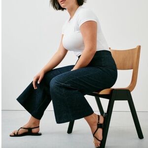 SPANX Shape EveryWear Cropped Wide Leg Jeans 1X Tall Raw Indigo Pull-On Shaping